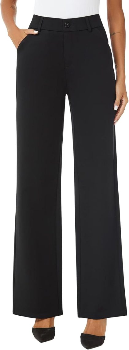 Women's Black High Waisted Wide Leg Trousers