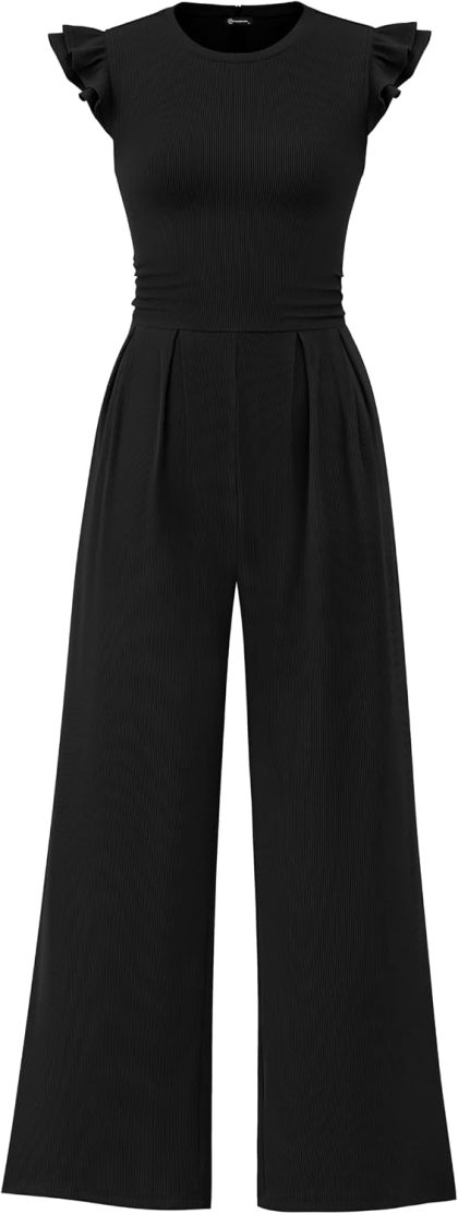 Women's Ribbed Knit Wide Leg Jumpsuit