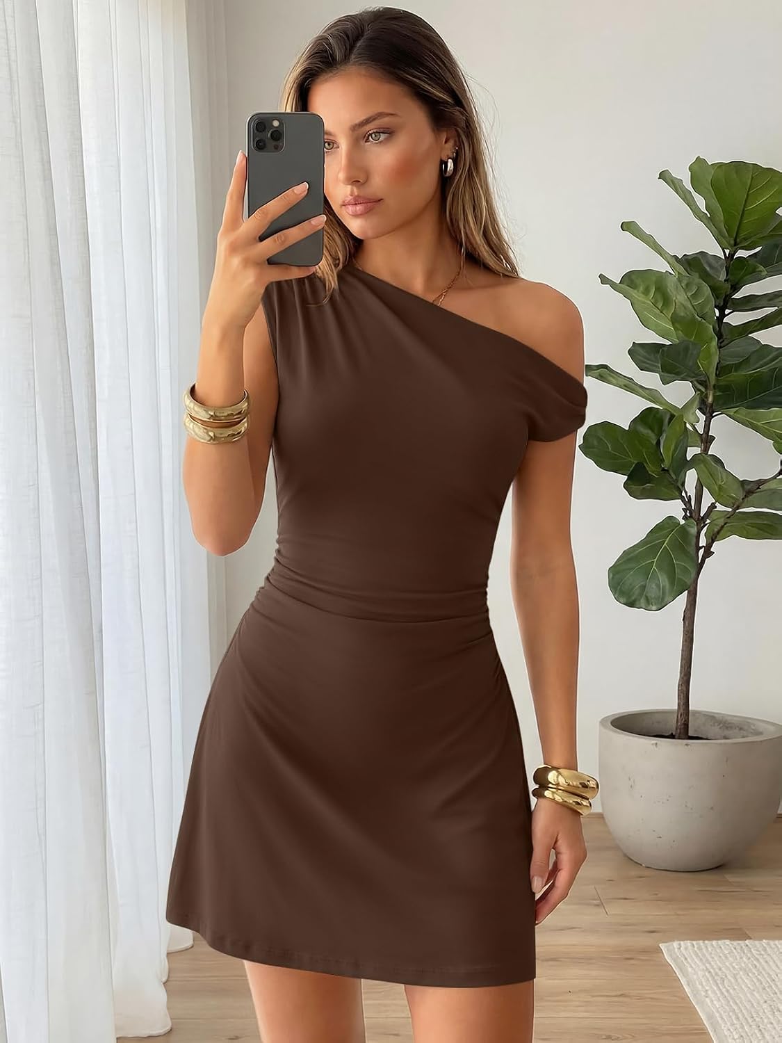 Women's Off Shoulder Mini Dress - Image 2